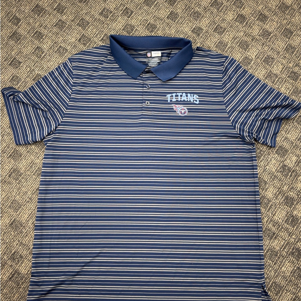 NFL Team Apparel Blue Striped Titans Polo Shirt‎ XXL